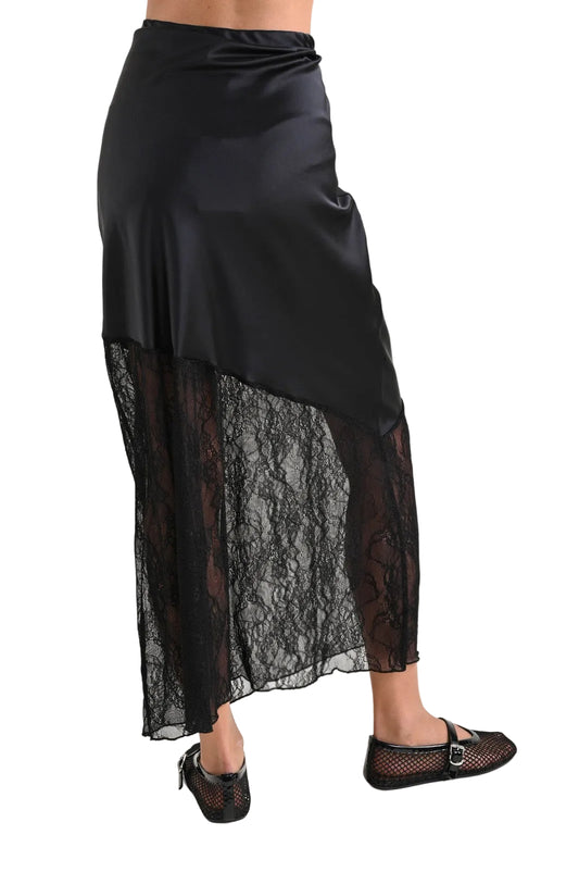 Дамска сатенена пола с дантела Conna Con
