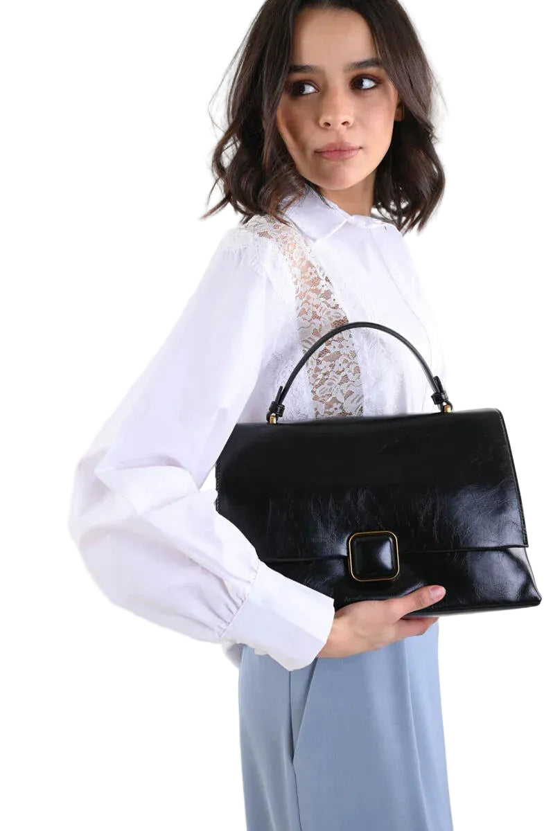 Дамска чанта с квадратна закопчалка - NKfashan